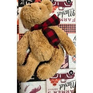 Unbranded Plaid Scarf Teddy Bear Kids Medium Tan